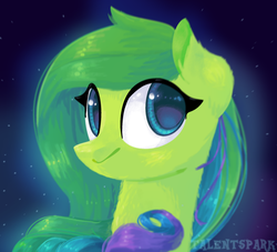 Size: 1024x929 | Tagged: safe, artist:talentspark, oc, oc only, oc:talent spark, pony, female, green coat, looking at you, mare, ms paint, smiling, solo