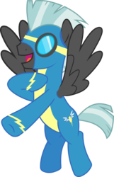 Size: 2088x3247 | Tagged: safe, artist:frownfactory, thunderlane, pegasus, pony, g4, marks and recreation, .svg available, clothes, goggles, high res, male, open mouth, simple background, solo, stallion, svg, transparent background, uniform, vector, wings, wonderbolts, wonderbolts uniform