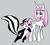 Size: 1000x905 | Tagged: safe, artist:bluedaisy767, fleur-de-lis, pony, skunk, unicorn, g4, animal, crossover, female, looney tunes, male, pepe le pew, skunk stripe