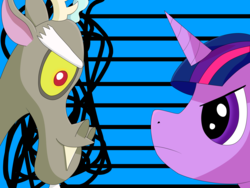 Size: 5600x4200 | Tagged: safe, discord, twilight sparkle, g4, absurd resolution, cel shading, chaos, order