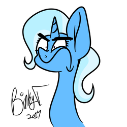 Size: 2000x2000 | Tagged: safe, artist:binkyt11, derpibooru exclusive, trixie, pony, unicorn, g4, angry, bust, faic, female, frown, glare, high res, mare, medibang paint, quality, simple background, solo, white background