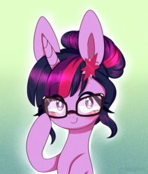 Size: 1120x1321 | Tagged: safe, artist:lnspira, sci-twi, twilight sparkle, pony, unicorn, equestria girls, g4, blushing, cute, equestria girls ponified, female, glasses, looking at you, mare, ponified, raised hoof, smiling, solo, twiabetes, unicorn sci-twi