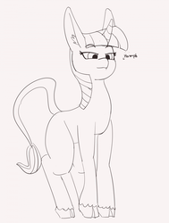 Size: 1280x1692 | Tagged: safe, artist:pabbley, twilight sparkle, elf, g4, 30 minute art challenge, cloven hooves, elf ears, female, leonine tail, solo