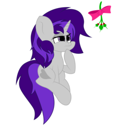 Size: 1500x1500 | Tagged: safe, artist:vinylvortex, oc, oc only, oc:pipsicle, pony, unicorn, female, holly, holly mistaken for mistletoe, simple background, thinking, transparent background, vector