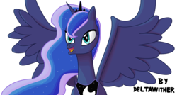 Size: 2968x1590 | Tagged: safe, princess luna, pony, g4, female, mare, simple background, solo, spread wings, white background, wings