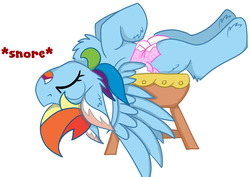 Size: 2000x1419 | Tagged: safe, artist:cuddlelamb, rainbow dash, g4, diaper, female, non-baby in diaper, simple background, sleeping, snoring, solo