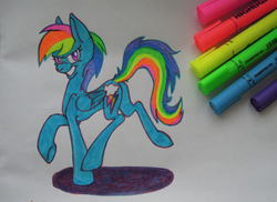 Size: 2728x1984 | Tagged: safe, artist:black-nocturne, rainbow dash, pony, g4, irl, marker, marker drawing, photo, solo, traditional art