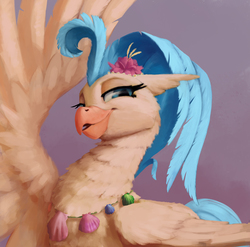 Size: 2021x2000 | Tagged: safe, artist:starblaze25, princess skystar, classical hippogriff, hippogriff, g4, my little pony: the movie, female, high res, lidded eyes, looking at you, necklace, shell, smiling, solo