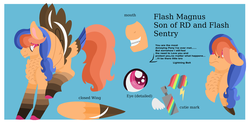Size: 1024x513 | Tagged: safe, artist:chaserofthelight99, oc, oc only, oc:flash magnus, colored wings, offspring, parent:flash sentry, parent:rainbow dash, parents:flashdash, solo