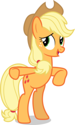 Size: 7000x11639 | Tagged: safe, artist:luckreza8, applejack, earth pony, pony, g4, shadow play, absurd resolution, bipedal, cowboy hat, female, hat, mare, simple background, smiling, solo, stetson, transparent background, vector
