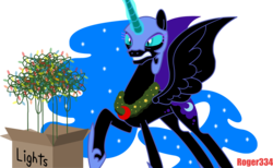 Size: 3777x2326 | Tagged: safe, artist:roger334, nightmare moon, alicorn, pony, g4, angry, christmas, christmas lights, female, high res, holiday, mare, simple background, solo, transparent background, vector, winter