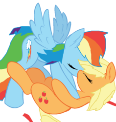 Size: 804x848 | Tagged: safe, artist:princessrainbowdash7, applejack, rainbow dash, pony, g4, eyes closed, female, kissing, lesbian, mare, ship:appledash, shipping, simple background, white background