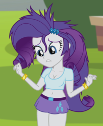 Size: 880x1080 | Tagged: safe, edit, edited screencap, editor:ah96, screencap, rarity, equestria girls, g4, my little pony equestria girls: rainbow rocks, player piano, belly button, belt, breast edit, breasts, cleavage, clothes, cropped, female, messy hair, midriff, miniskirt, short shirt, skirt, solo, thighs