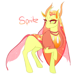 Size: 1024x1062 | Tagged: safe, artist:0bite0, oc, oc only, oc:spritz, changedling, changeling, changedling oc, changeling oc, raised hoof, simple background, solo, transparent background