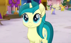 Size: 519x317 | Tagged: safe, screencap, aquamarine glow, carrot cake, melody star, earth pony, pony, unicorn, g4, my little pony: the movie, background pony, character named in the comments, cute, female, male, mare, name suggestion in the comments, solo focus, stallion, we got this together