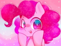 Size: 1024x774 | Tagged: safe, artist:koto, pinkie pie, earth pony, pony, g4, abstract background, female, looking at you, mare, smiling, solo