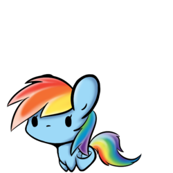 Size: 600x600 | Tagged: dead source, safe, artist:bleedshark, rainbow dash, pegasus, pony, g4, chibi, female, mare, simple background, solo, transparent background