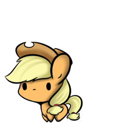 Size: 600x600 | Tagged: dead source, safe, artist:bleedshark, applejack, earth pony, pony, g4, chibi, cowboy hat, female, hat, mare, simple background, solo, transparent background