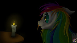 Size: 5000x2813 | Tagged: safe, artist:sloppyhooves, oc, oc only, oc:color dash, candle, female, mare, rainbow, solo