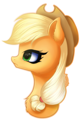 Size: 1748x2559 | Tagged: safe, artist:bastet-catmew, applejack, earth pony, pony, g4, bust, female, hat, mare, portrait, simple background, solo, transparent background