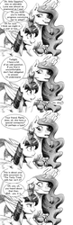 Size: 2640x8160 | Tagged: safe, artist:silfoe, princess celestia, twilight sparkle, alicorn, pony, royal sketchbook, g4, blushing, comic, dialogue, duo, female, floppy ears, glowing horn, grayscale, horn, implied lesbian, implied rarilestia, implied shipping, implied twiluna, magic, mare, monochrome, simple background, speech bubble, telekinesis, twilight sparkle (alicorn), white background, wide eyes
