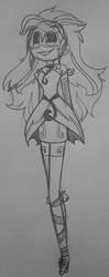 Size: 456x1156 | Tagged: safe, artist:visedevergreen, gaea everfree, gloriosa daisy, equestria girls, g4, my little pony equestria girls: legend of everfree, clothes, female, freckles, grayscale, monochrome, no nose, smiling, solo, traditional art