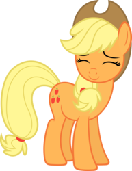 Size: 3474x4500 | Tagged: safe, artist:slb94, applejack, earth pony, pony, g4, cute, eyes closed, female, hat, jackabetes, mare, silly, silly pony, simple background, solo, transparent background, vector