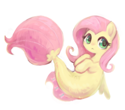 Size: 690x607 | Tagged: safe, artist:kei05, fluttershy, seapony (g4), g4, my little pony: the movie, :<, cute, female, looking at you, simple background, solo, white background