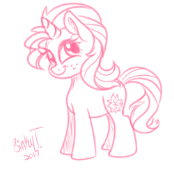 Size: 2000x2000 | Tagged: safe, artist:binkyt11, derpibooru exclusive, oc, oc only, pony, unicorn, female, freckles, high res, magical lesbian spawn, mare, monochrome, offspring, parent:starlight glimmer, parent:sunset shimmer, parents:shimmerglimmer, solo