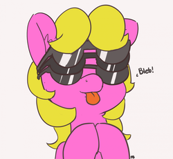 Size: 1280x1179 | Tagged: safe, artist:pabbley, shady, pony, g1, g4, 30 minute art challenge, :p, female, g1 to g4, generation leap, mare, silly, solo, sunglasses, tongue out