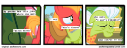 Size: 720x275 | Tagged: safe, artist:asofterequestria, big macintosh, granny smith, comic:a softer equestria, g4, a softer world, alzheimer's, amnesia, comic, crying, duo, feels, knock knock joke, sad, younger