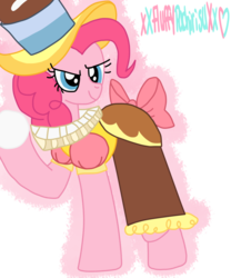 Size: 1024x1229 | Tagged: safe, artist:xxfluffypachirisuxx, chancellor puddinghead, pinkie pie, earth pony, pony, g4, clothes, female, mare, ruff (clothing), simple background, snow, solo, transparent background