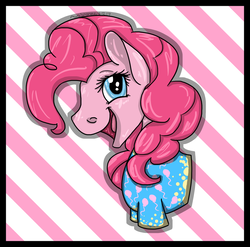 Size: 1024x1013 | Tagged: safe, artist:aurasinchaser, pinkie pie, earth pony, pony, g4, bust, clothes, female, mare, portrait, solo