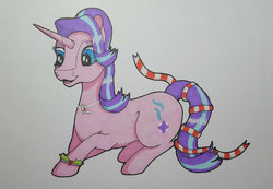 Size: 900x624 | Tagged: safe, artist:fia94, starlight glimmer, pony, unicorn, g4, female, holiday, jewelry, mare, necklace, pendant, solo, traditional art