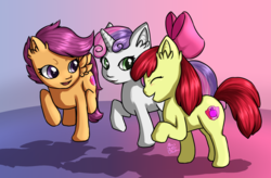 Size: 1620x1062 | Tagged: safe, artist:tears-of-xion, apple bloom, scootaloo, sweetie belle, earth pony, pegasus, pony, unicorn, g4, cutie mark, cutie mark crusaders, female, filly, the cmc's cutie marks