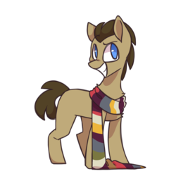 Size: 1000x1000 | Tagged: safe, artist:iaman00dle, doctor whooves, time turner, earth pony, pony, g4, clothes, male, missing cutie mark, scarf, simple background, smiling, solo, stallion, transparent background