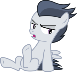 Size: 3574x3322 | Tagged: safe, artist:frownfactory, rumble, pegasus, pony, g4, marks and recreation, .svg available, colt, high res, male, simple background, sitting, solo, stupid sexy rumble, svg, transparent background, vector, wings