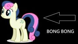 Size: 1716x980 | Tagged: safe, bon bon, sweetie drops, earth pony, pony, g4, black background, bonpun, female, mare, pun, simple background, solo