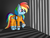 Size: 640x480 | Tagged: safe, artist:stepcorbin, rainbow dash, g4, bars, bound wings, cell, chains, clothes, cuffs, female, jail, prison, prison outfit, prisoner, prisoner rd, sad, shackles, solo