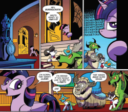 Size: 1060x933 | Tagged: safe, artist:andypriceart, official comic, blacktip, horwitz, raven, twilight sparkle, urtica, alicorn, changedling, changeling, dragon, pony, yak, g4, idw, spoiler:comic, spoiler:comic61, bureaucrat, comic, cropped, female, male, mare, speech bubble, twilight sparkle (alicorn)
