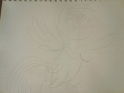 Size: 2576x1932 | Tagged: safe, artist:unreliable narrator, rainbow dash, g4, female, sketch, smiling, solo, traditional art