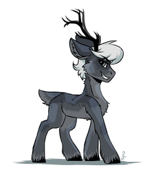 Size: 2000x2200 | Tagged: safe, artist:serodart, oc, oc only, deer, deer pony, original species, high res, horns, male, solo