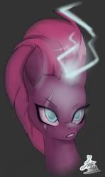 Size: 434x731 | Tagged: safe, artist:juliedraw2046, tempest shadow, pony, g4, my little pony: the movie, bust, female, gray background, magic, mare, portrait, simple background, solo