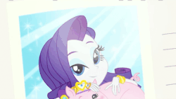 Size: 448x251 | Tagged: safe, screencap, rarity, pig, a queen of clubs, equestria girls, equestria girls series, g4, animated, clothes, female, jewelry, makeup, photo, rarity peplum dress