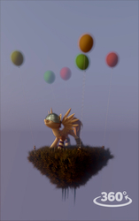 Size: 604x964 | Tagged: safe, artist:v747, oc, oc only, oc:little secret, pony, 3d, balloon, solo
