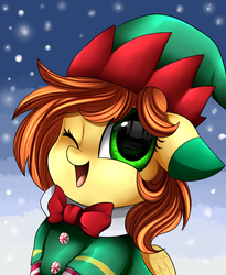 Size: 1446x1764 | Tagged: safe, artist:pridark, oc, oc only, pony, christmas, commission, elf costume, female, filly, foal, holiday, solo
