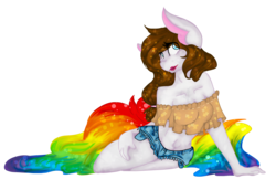 Size: 2550x1650 | Tagged: safe, artist:mscolorsplash, oc, oc only, oc:color splash, anthro, belly button, female, lipstick, midriff, simple background, solo, strapless, sultry pose, transparent background