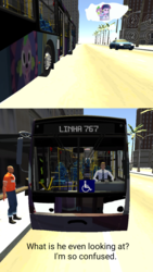 Size: 720x1280 | Tagged: safe, derpibooru exclusive, spike, twilight sparkle, equestria girls, g4, bus, car, confused, dialogue, paint, proton bus simulator, thinking, thought bubble