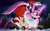 Size: 3000x1867 | Tagged: safe, artist:ncmares, lyra heartstrings, spike, starlight glimmer, twilight sparkle, alicorn, dragon, pony, g4, book, christmas, clothes, costume, female, giant pony, giantess, glowing horn, hat, holiday, horn, house, levitation, macro, magic, mare, mega twilight sparkle, megalight sparkle, night, present, reading, santa costume, santa hat, snow, snowman, telekinesis, twilight sparkle (alicorn), unamused, ushanka, wallpaper