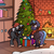 Size: 3000x3000 | Tagged: safe, artist:slavedemorto, oc, oc only, oc:frostburn, oc:twisty, alicorn, pony, unicorn, alicorn oc, christmas, christmas lights, christmas presents, christmas tree, fireplace, hat, high res, holiday, open mouth, present, raised hoof, santa hat, smiling, tree